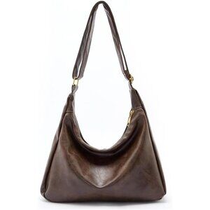 Versatile Vegan Leather Shoulder Bag - Soft Foldable Hobo for Women